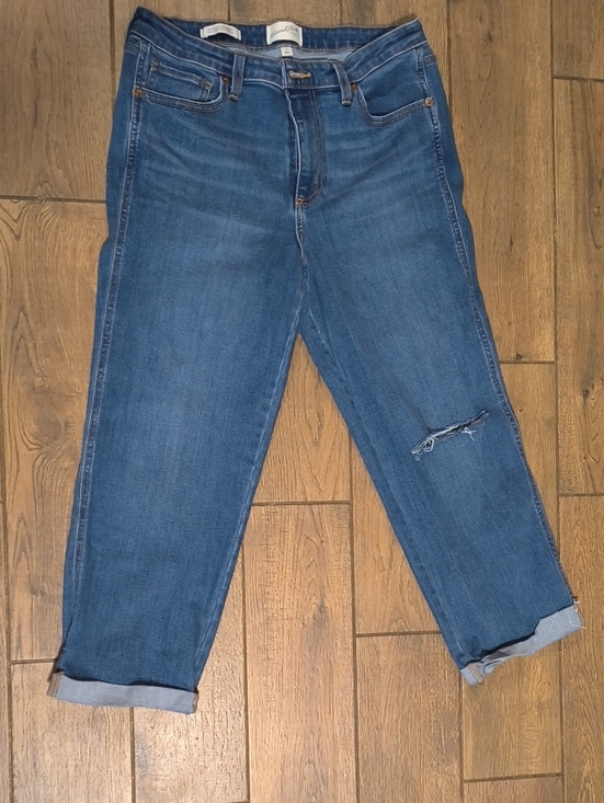 Universal Thread Denim - Universal Thread Mid Blue Boyfriend Jeans with Rolled Hem and Knee Distress